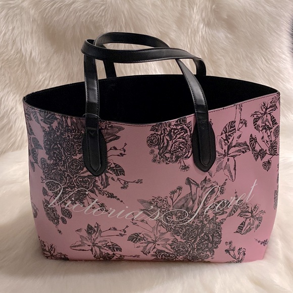 Victoria's Secret Handbags - Victoria’s Secret Pink and Black Rose Tote NWT Excellent Condition